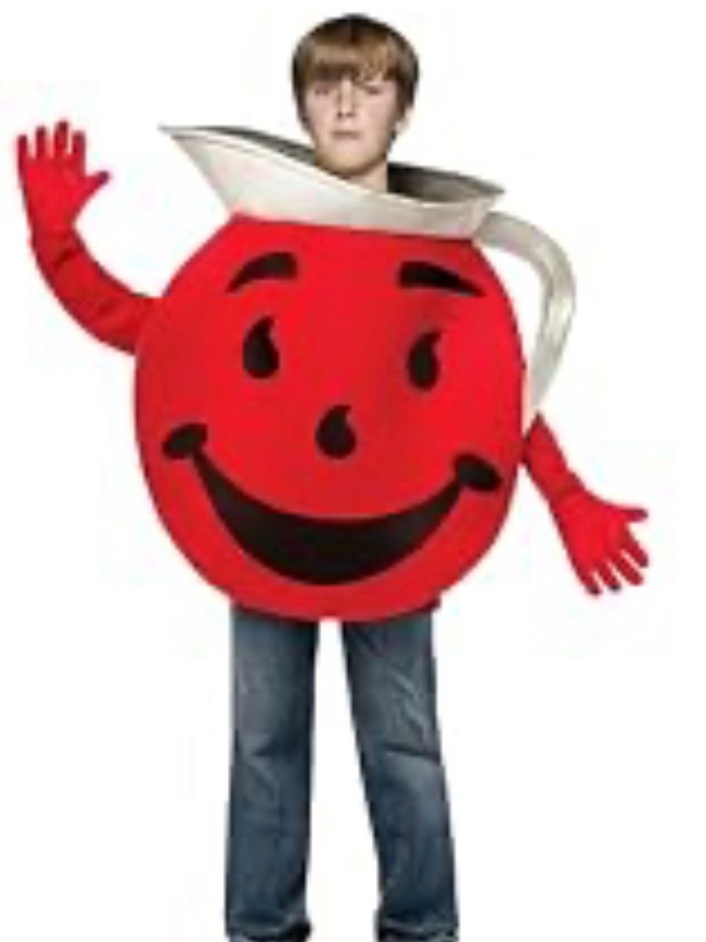 Red Kool-Aid Man Pitcher Costume.One Size Fits most. bright red, over-the-head f